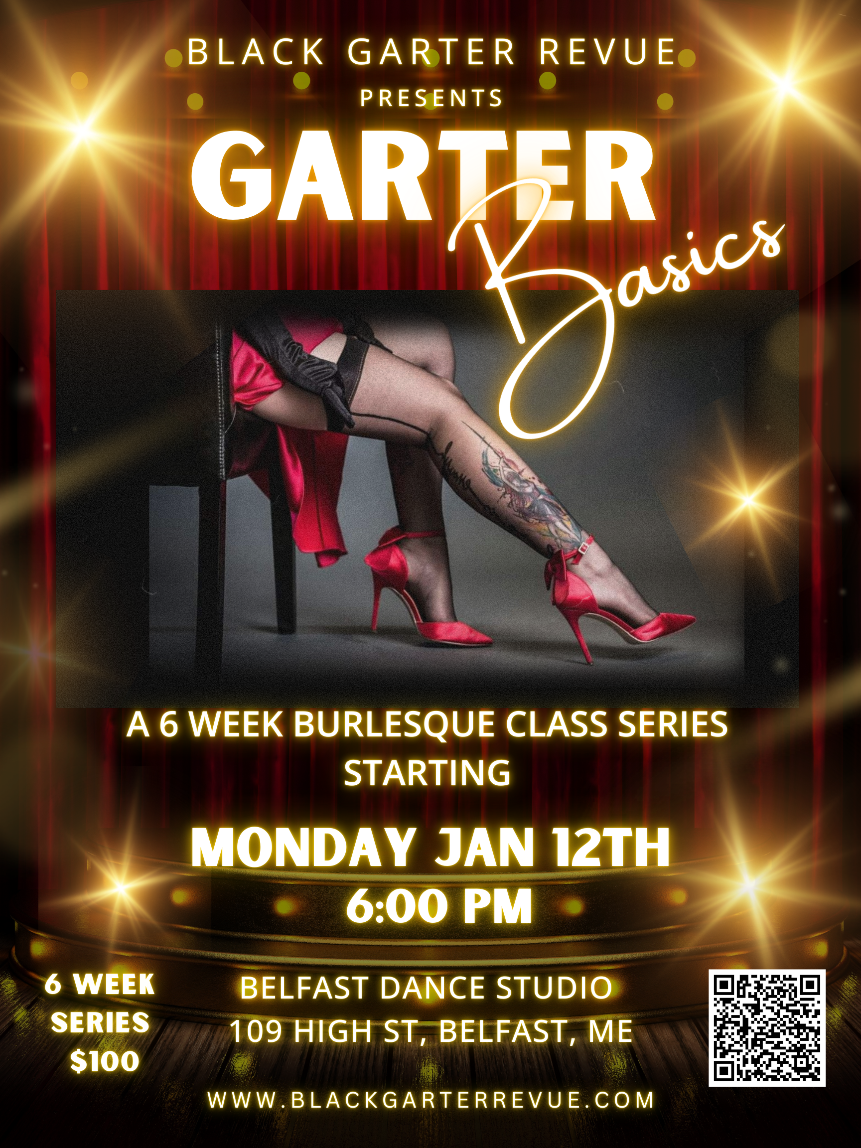 Gloved hands pulling a stocking up a leg